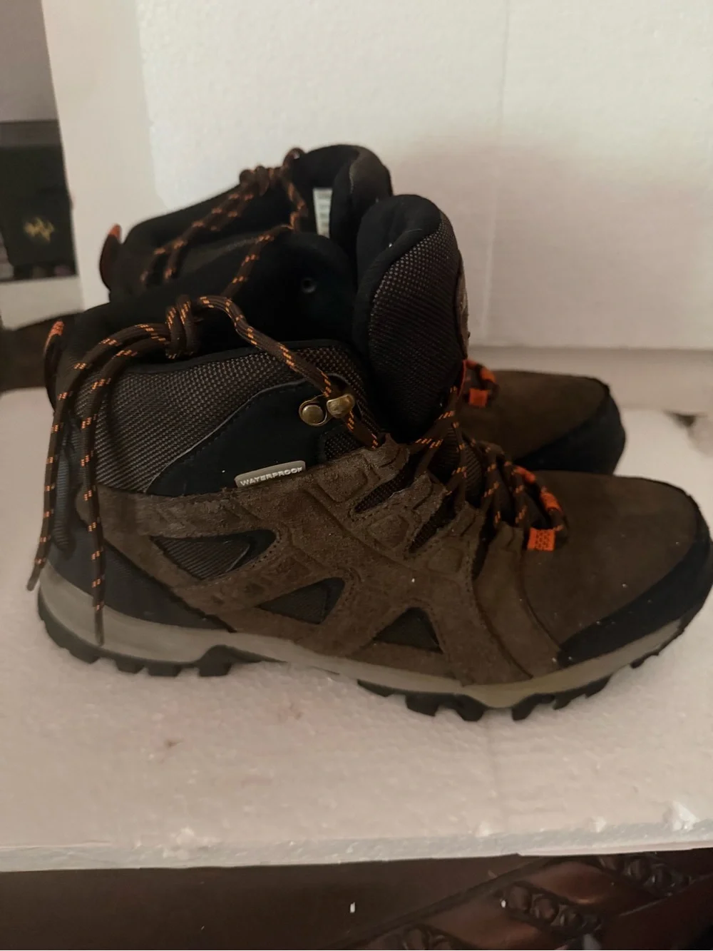 Eddie Bauer Brown Suede Hiking Boots with Orange Detail